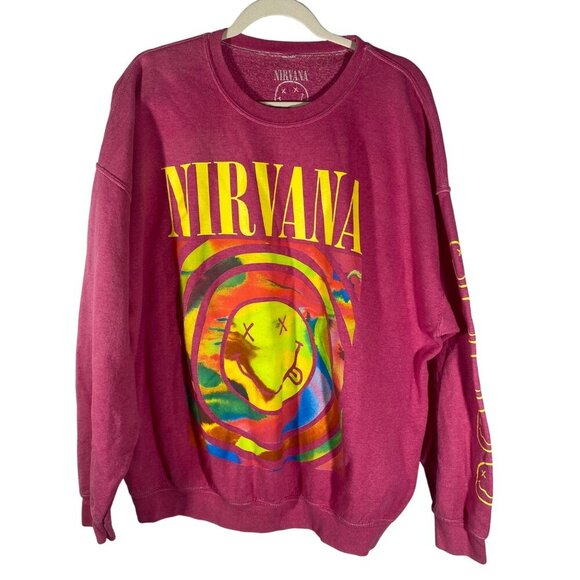 Urban Outfitters Over dyed oversized Nirvana sweatshirt tie dye logo women’s S/M - Picture 2 of 4